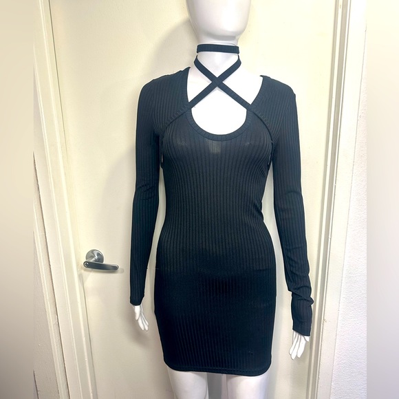 Dresses & Skirts - Choker Criss cross strap dress ribbed sweater material